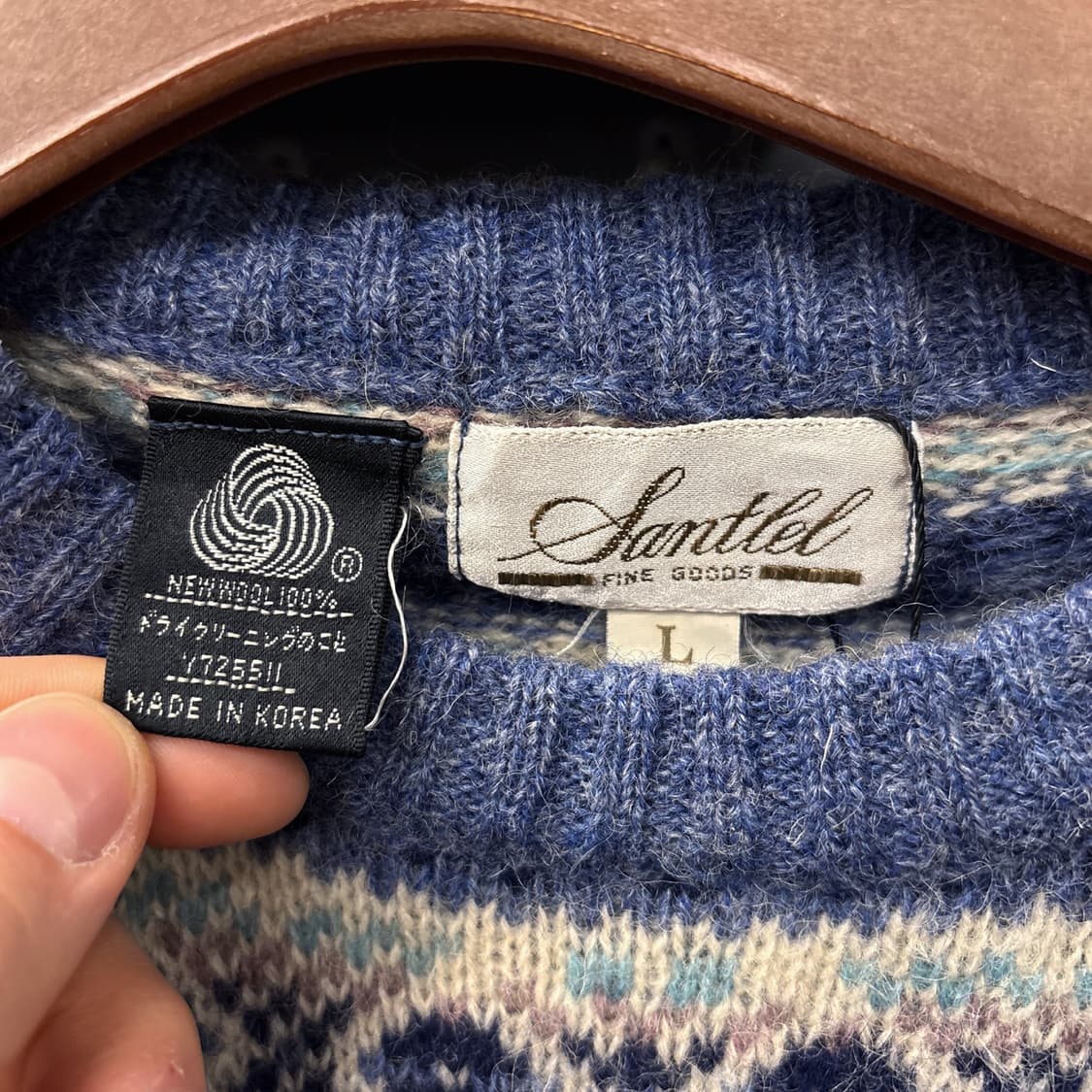 90s JPN 헤리티지 페어아일 패턴 퓨어울 니트 스워터 N158 상품이미지5