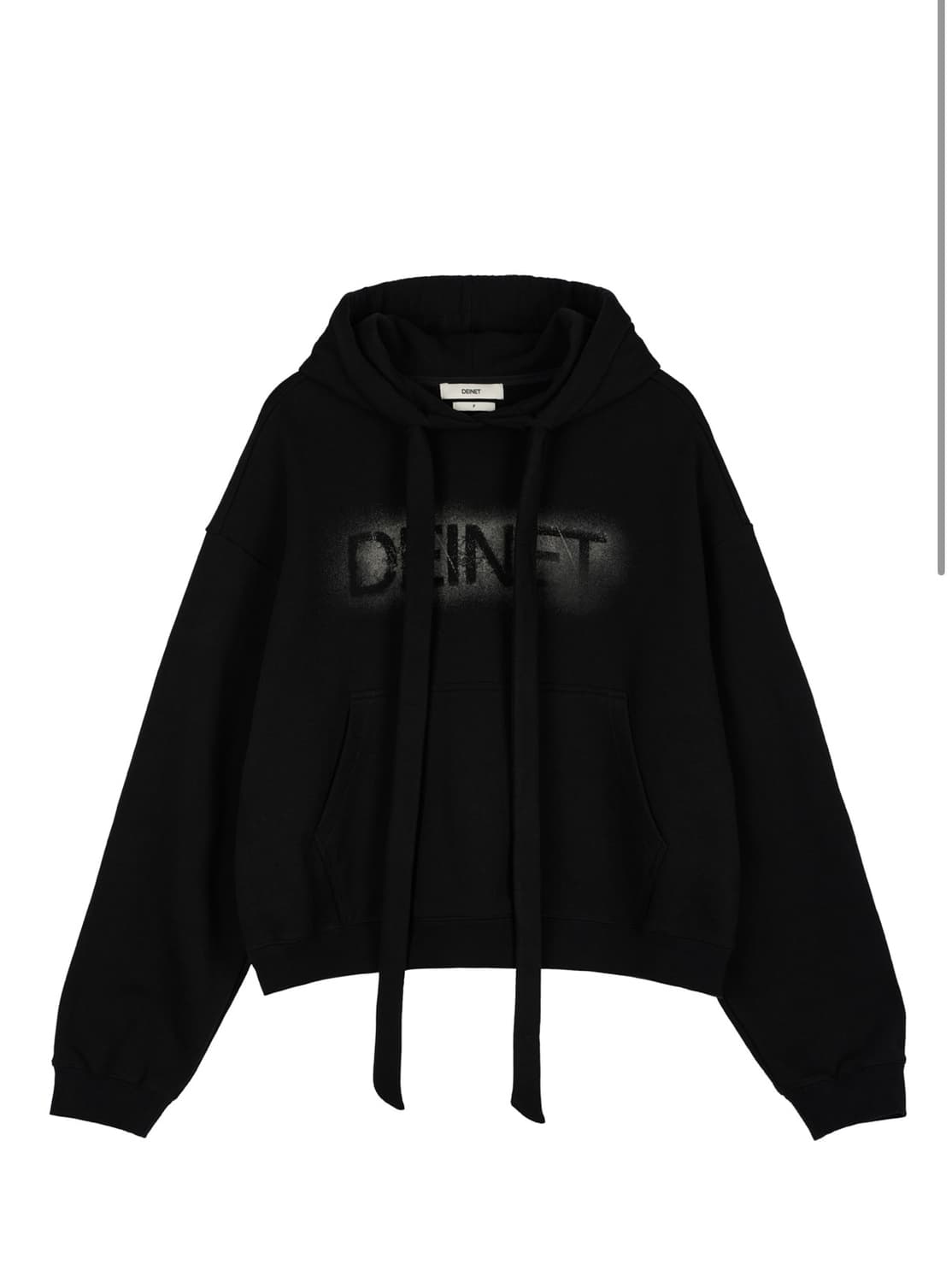 다이닛 리본 스트링 포인트 후드티 블랙 상품이미지1