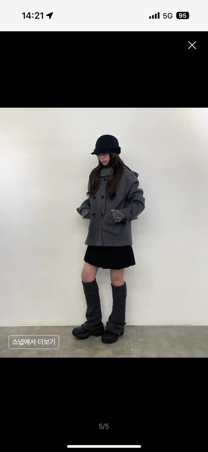 Hoodie double button coat CHARCOAL 상품이미지2