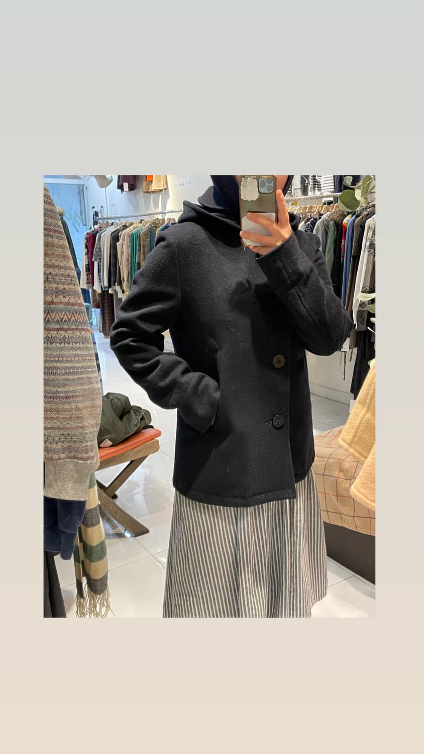 Coen 둥근카라 후드울코트 상품이미지1