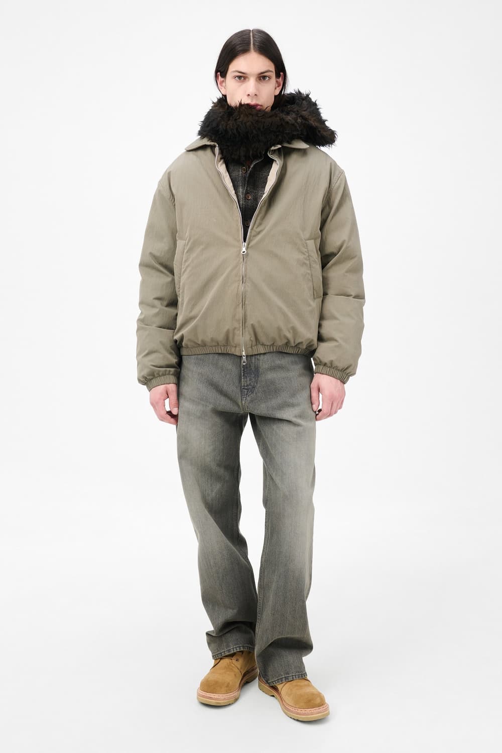 아워레가시 25fw FLOSS 시어링 머플러/브라운 상품이미지2