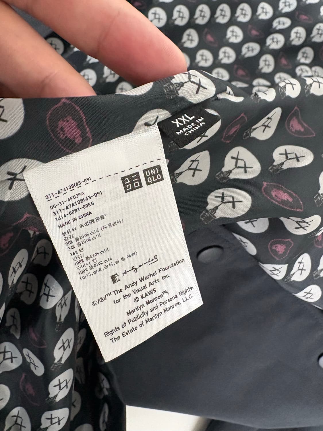유니클로 카우스 앤디워홀 코치자켓 xxl 상품이미지7