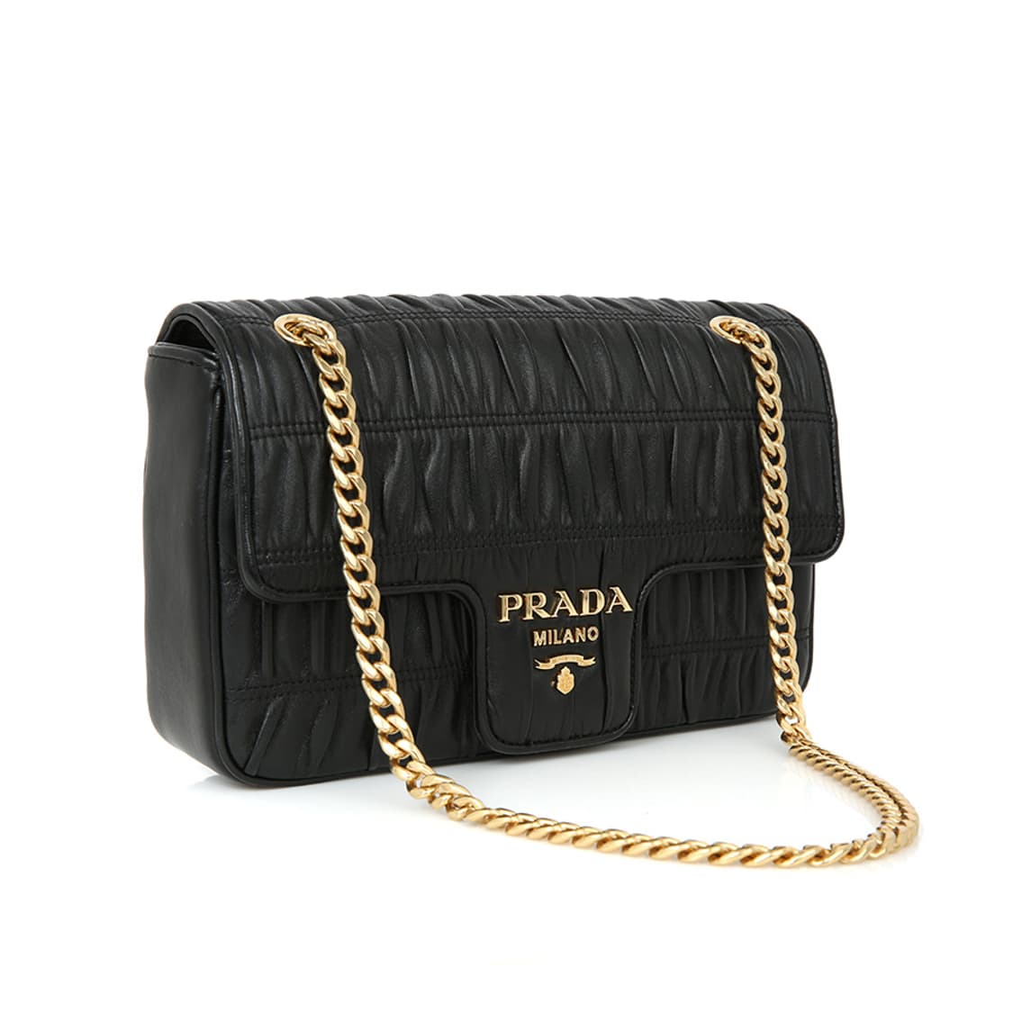 프라다 나파 고프레 체인 숄더백 블랙 플랩 크로스 1BD235 상품이미지5