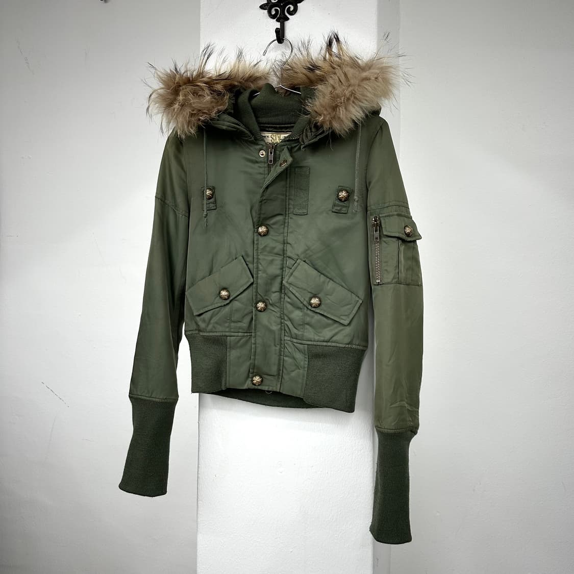 Sly 00’s khaki crop fur jacket 상품이미지5