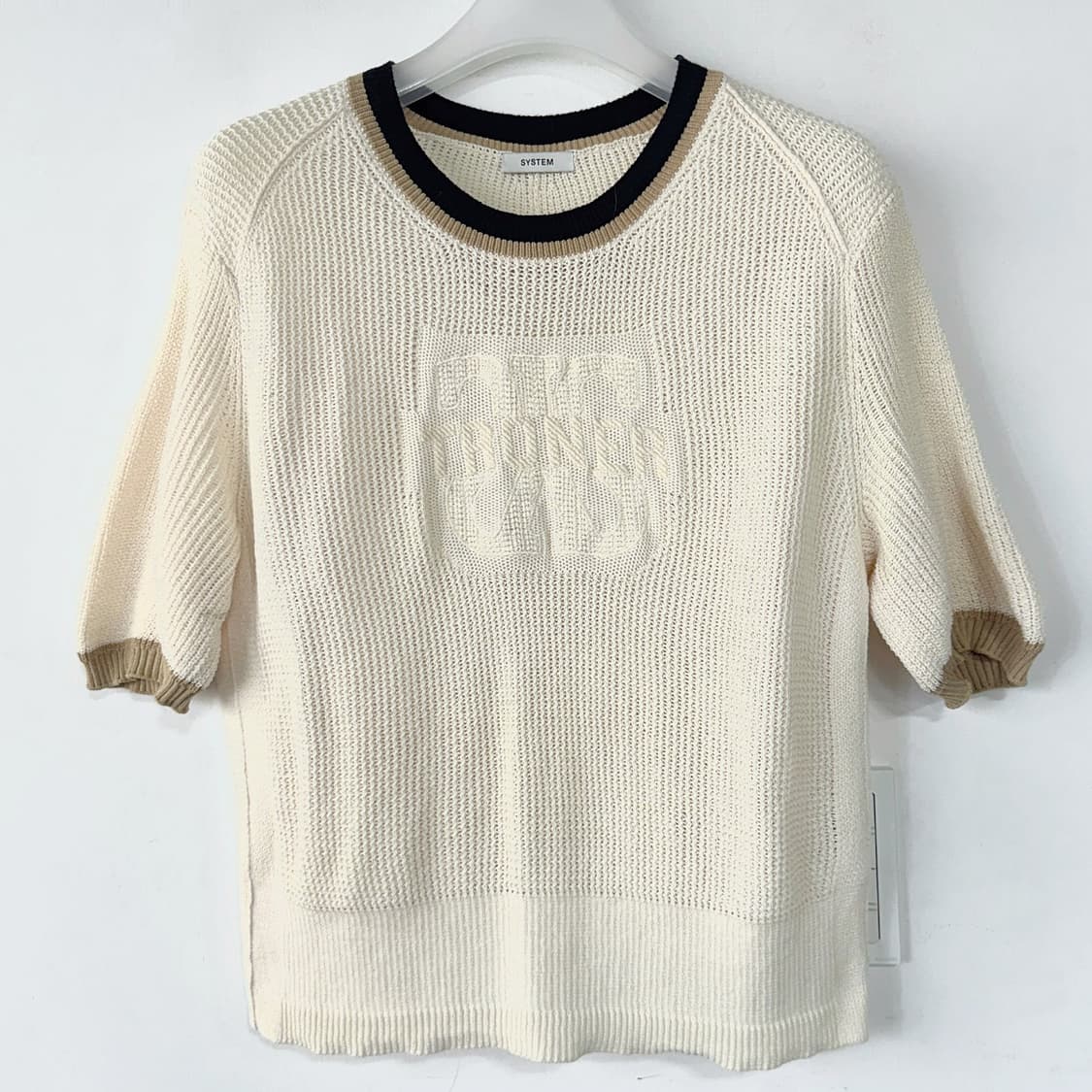 시스템 23 컬러라인 레터링 패치 니트 상품이미지3