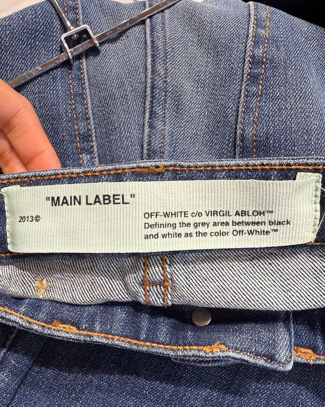 오프화이트 데님 스트레치 스키니 팬츠  상품이미지9