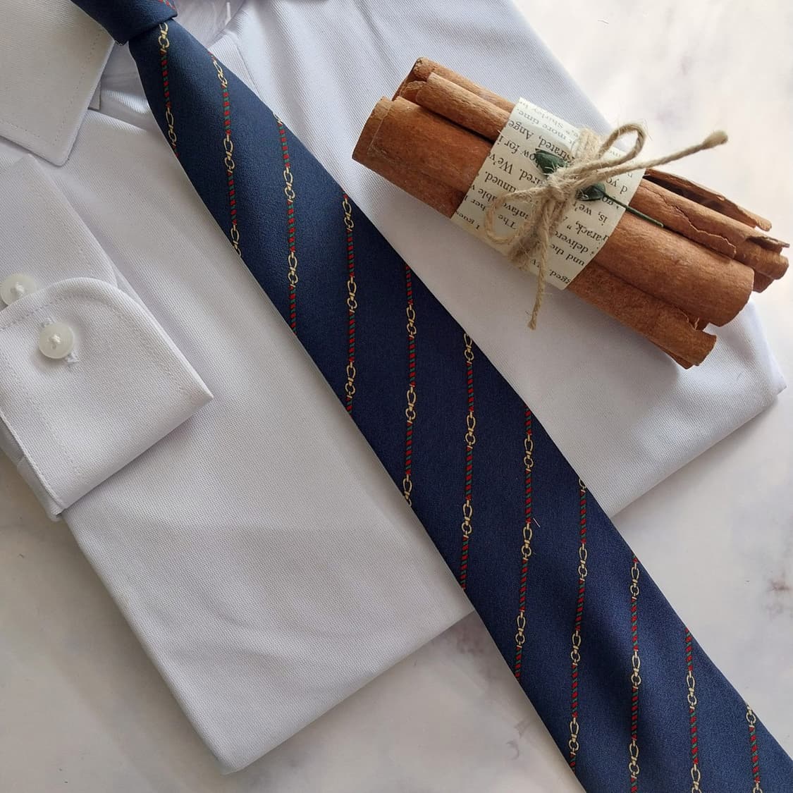 구찌 실크 체인 스트라이프 넥타이 8.2cm A+~A등급 K1396
 상품이미지8