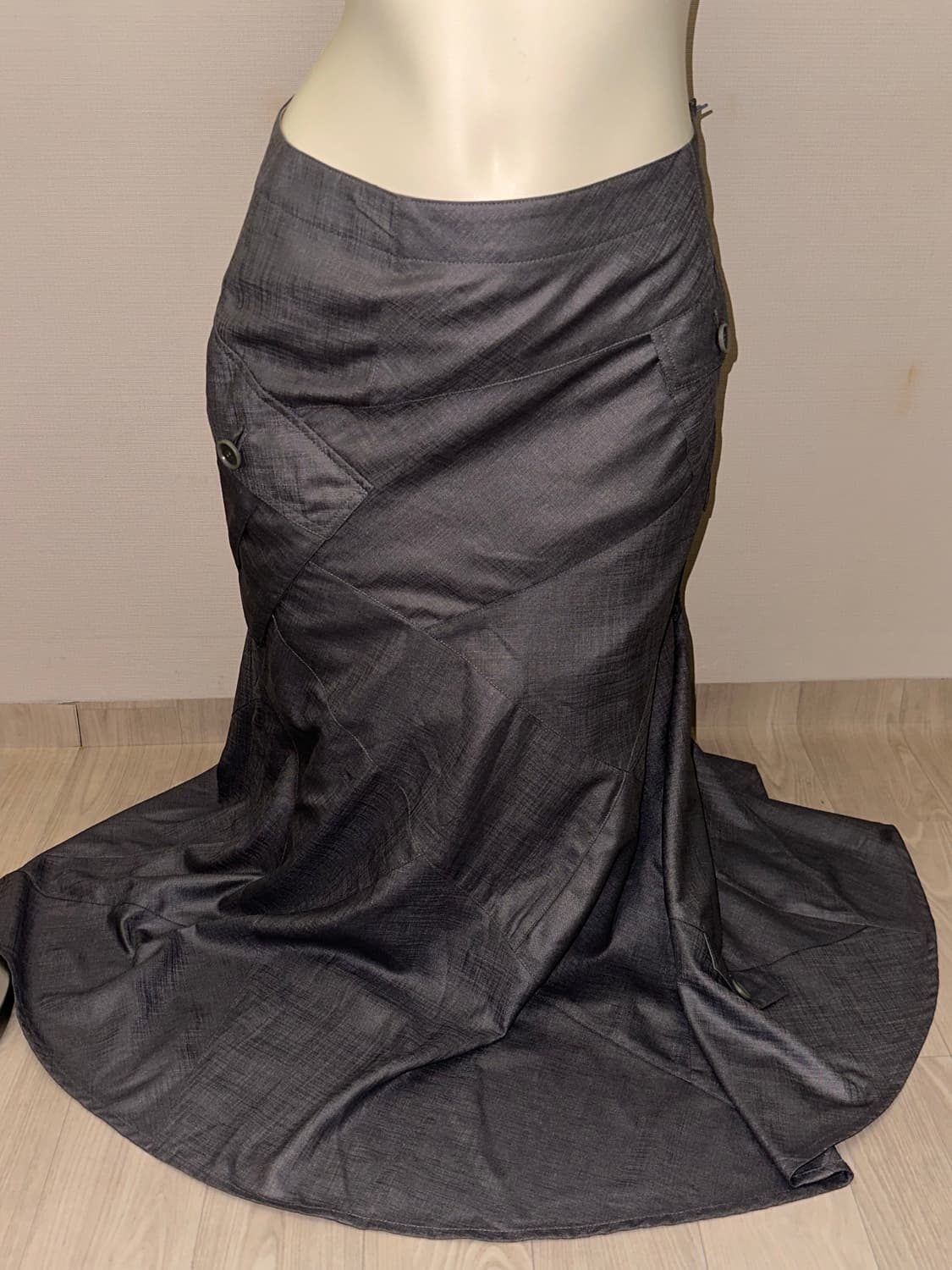 빈티지 포켓 롱 맥시 차콜 스커트 상품이미지6