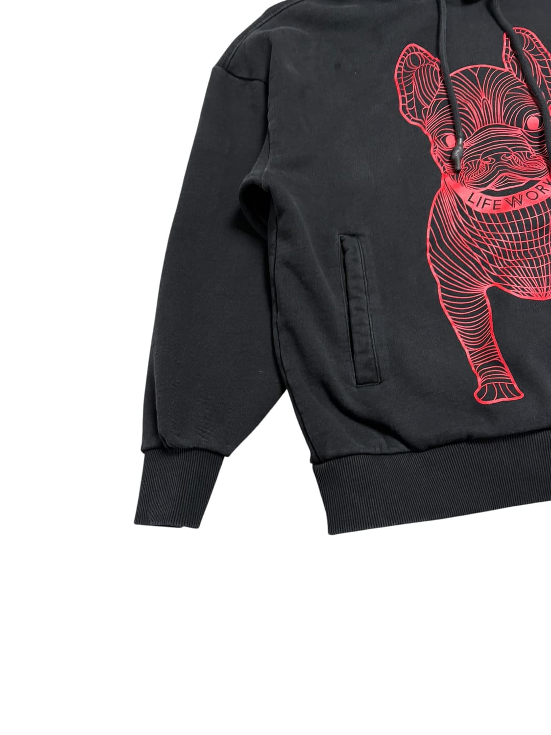 라이프워크 빅라독 레드 프린팅 후드티 블랙 상품이미지3