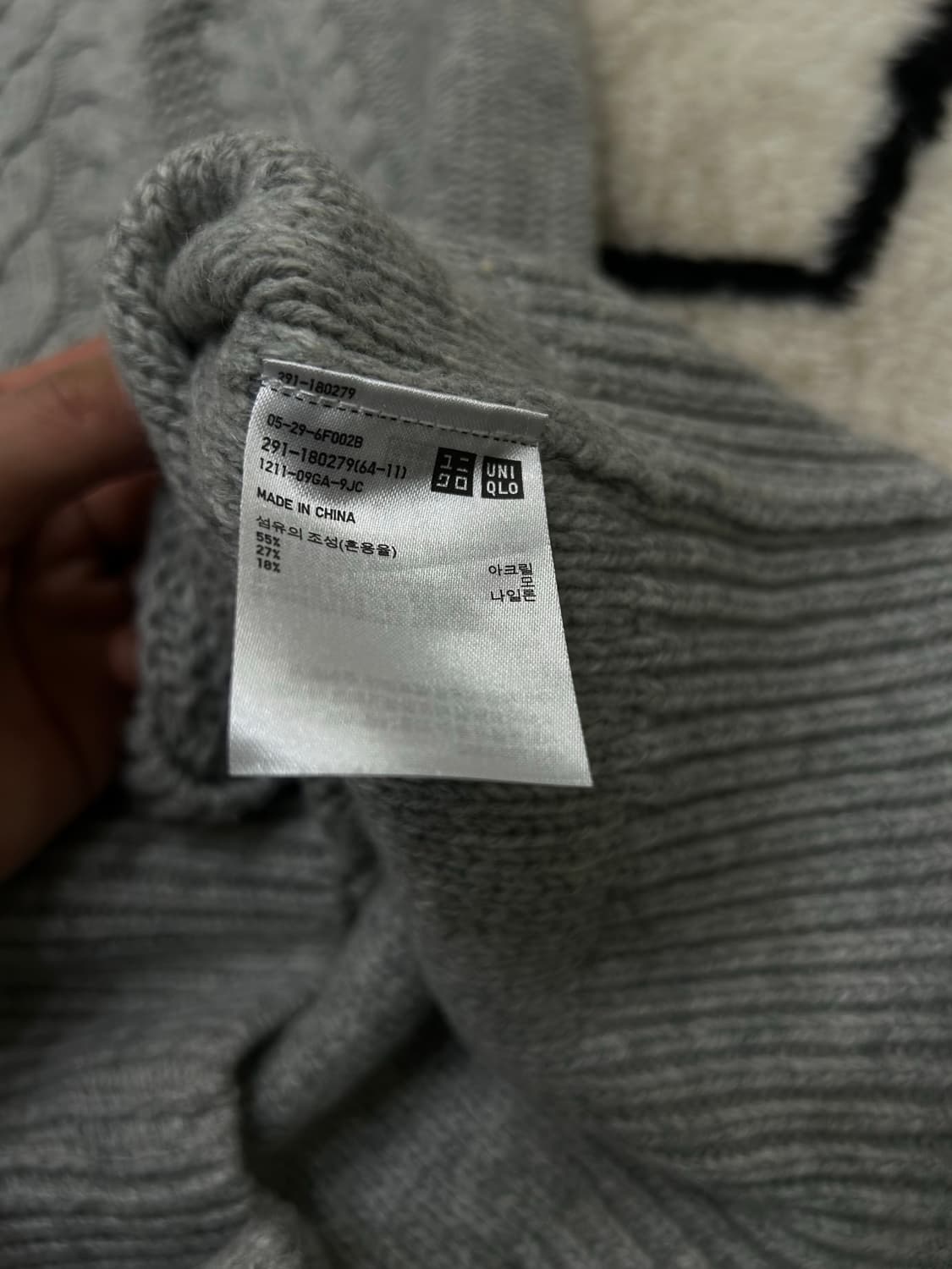 [S]유니클로 라운드 꽈배기 니트 원피스/그레이 상품이미지6