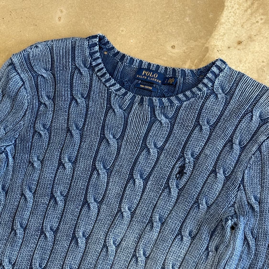 S 폴로랄프로렌 여성용 뮤트블루 케이블 니트 상품이미지1