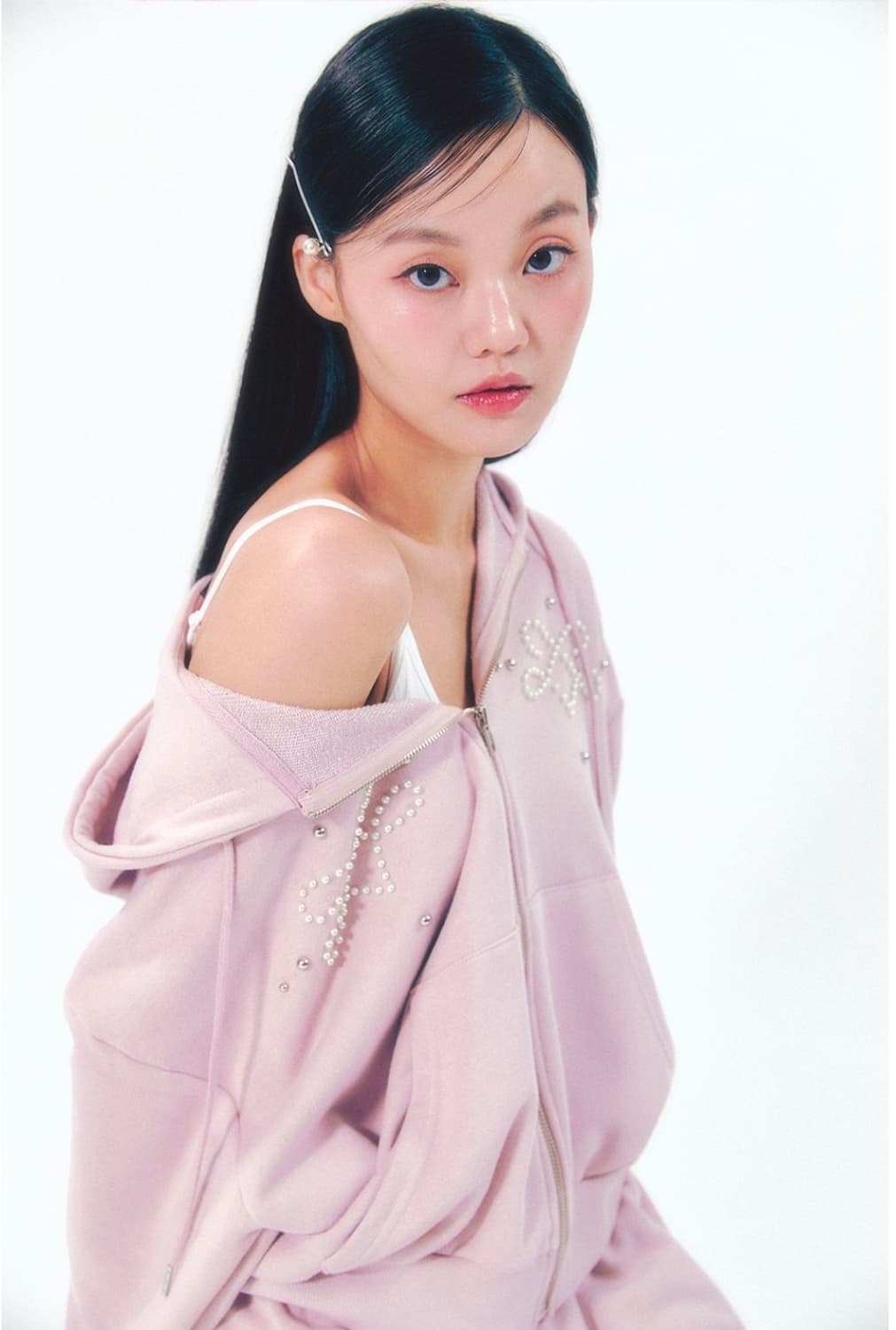 모일리 진주 후드집업 핑크 장원영 후드집업 상품이미지8