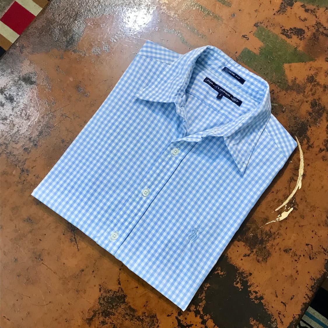 폴로랄프로렌 라이트 블루 깅엄 체크 코튼 셔츠 여성 55 사이즈 상품이미지1