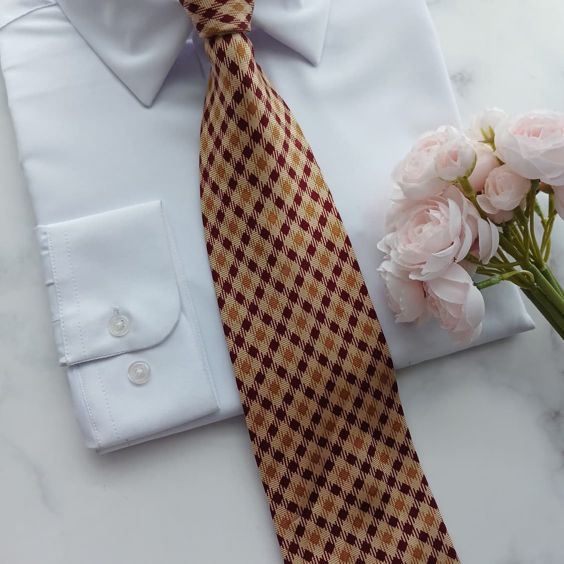 아쿠아스큐텀 실크 버건디 다이아 넥타이 9.8cm A등급  A18777
 상품이미지5