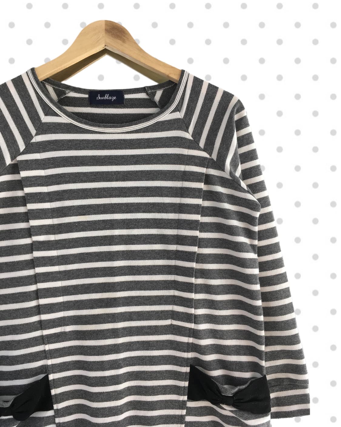 vintage stripe ribbon pocket long sleeve 상품이미지6