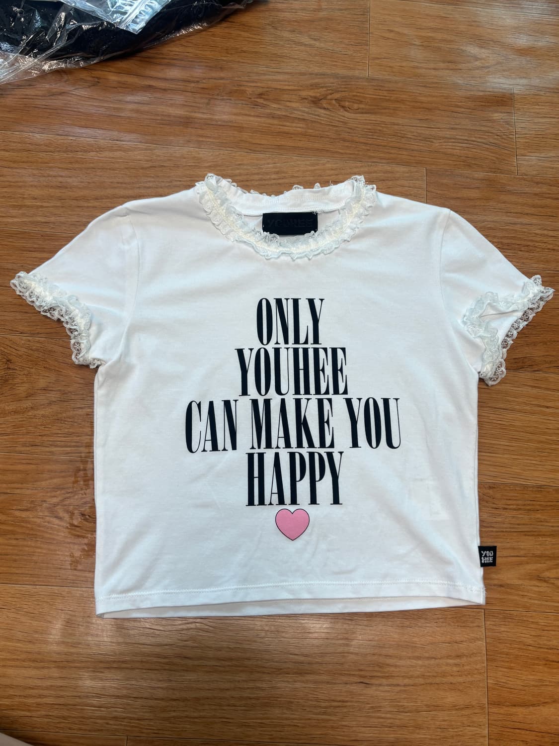 유희 레이스 레터링 베이비 티셔츠 화이트 상품이미지4