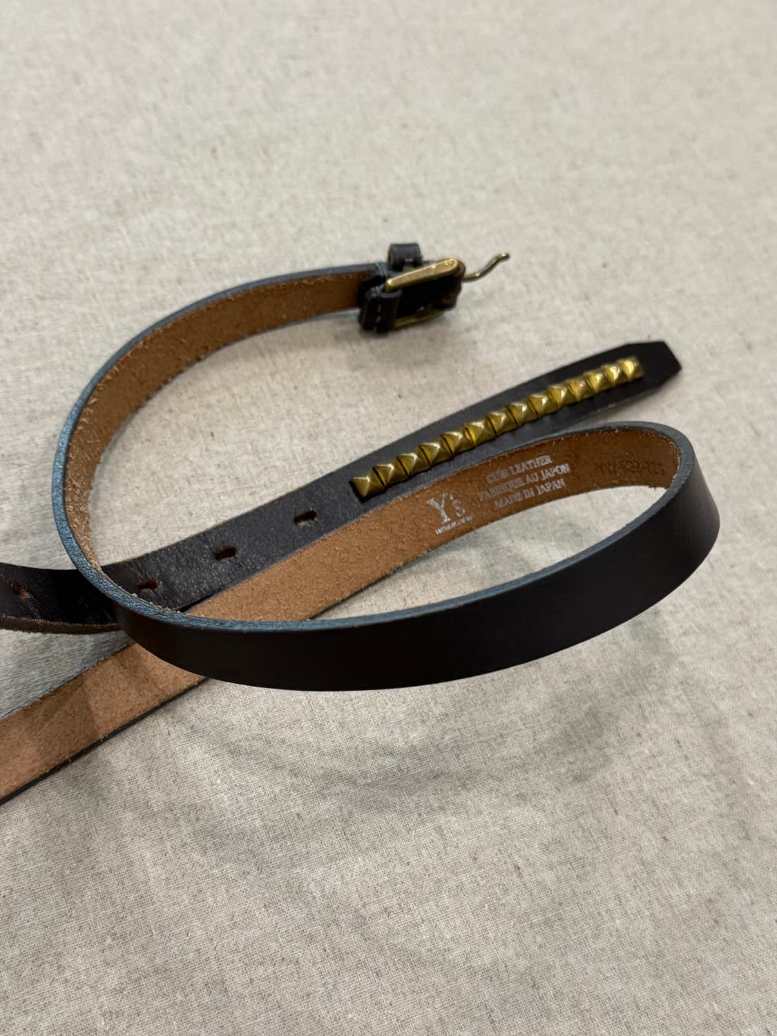 요지야마모토 골든 스터드 레더 벨트 상품이미지3