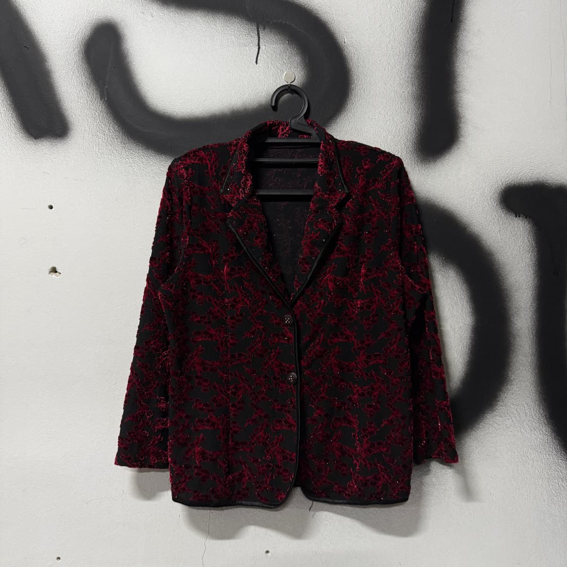 VTG 빈티지 오리엔탈 고딕 자카드 풀 패턴 벨벳 블라우스 자켓 상품이미지1