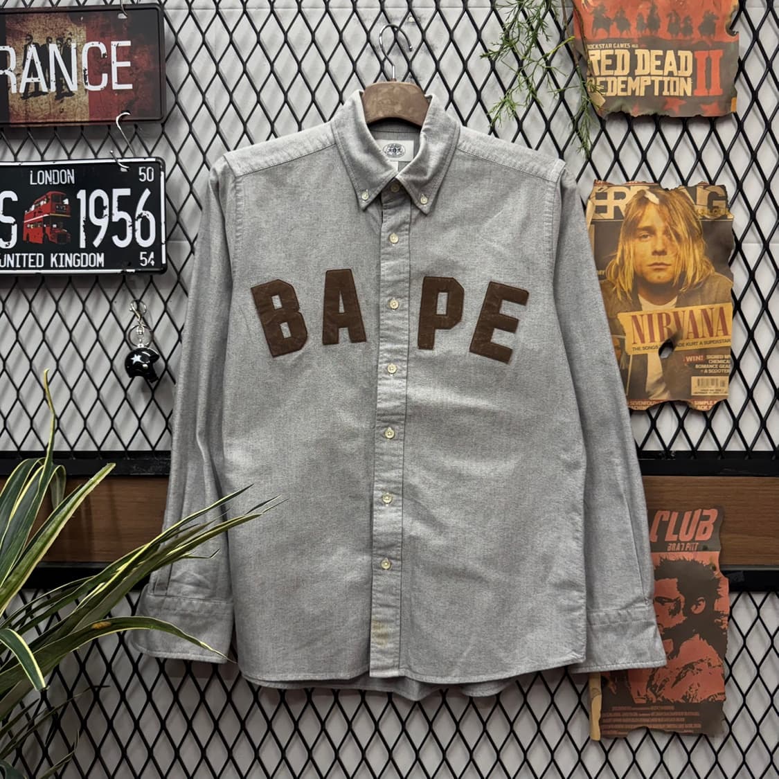 22S/S 베이프 B.A 스타디움 옥스포드 셔츠 그레이 상품이미지2