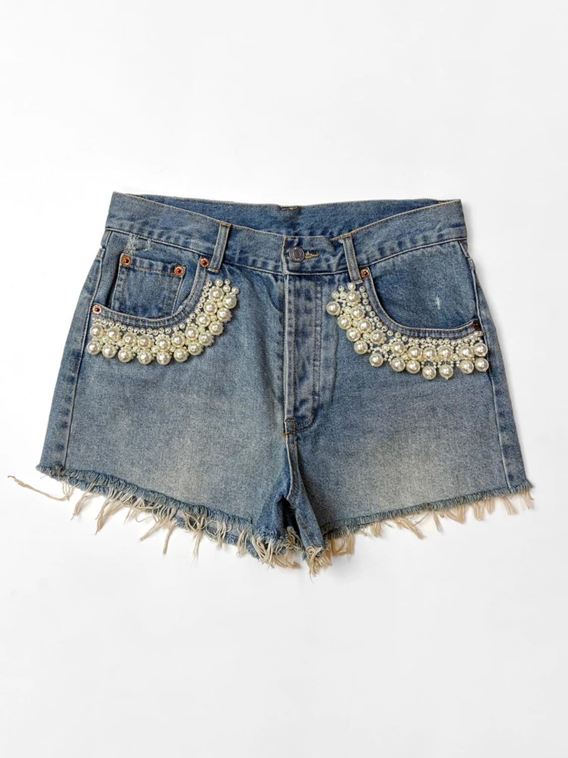 미우미우 x 리바이스 21ss 워시드 컷오프 데님 쇼츠 PN5400 상품이미지5