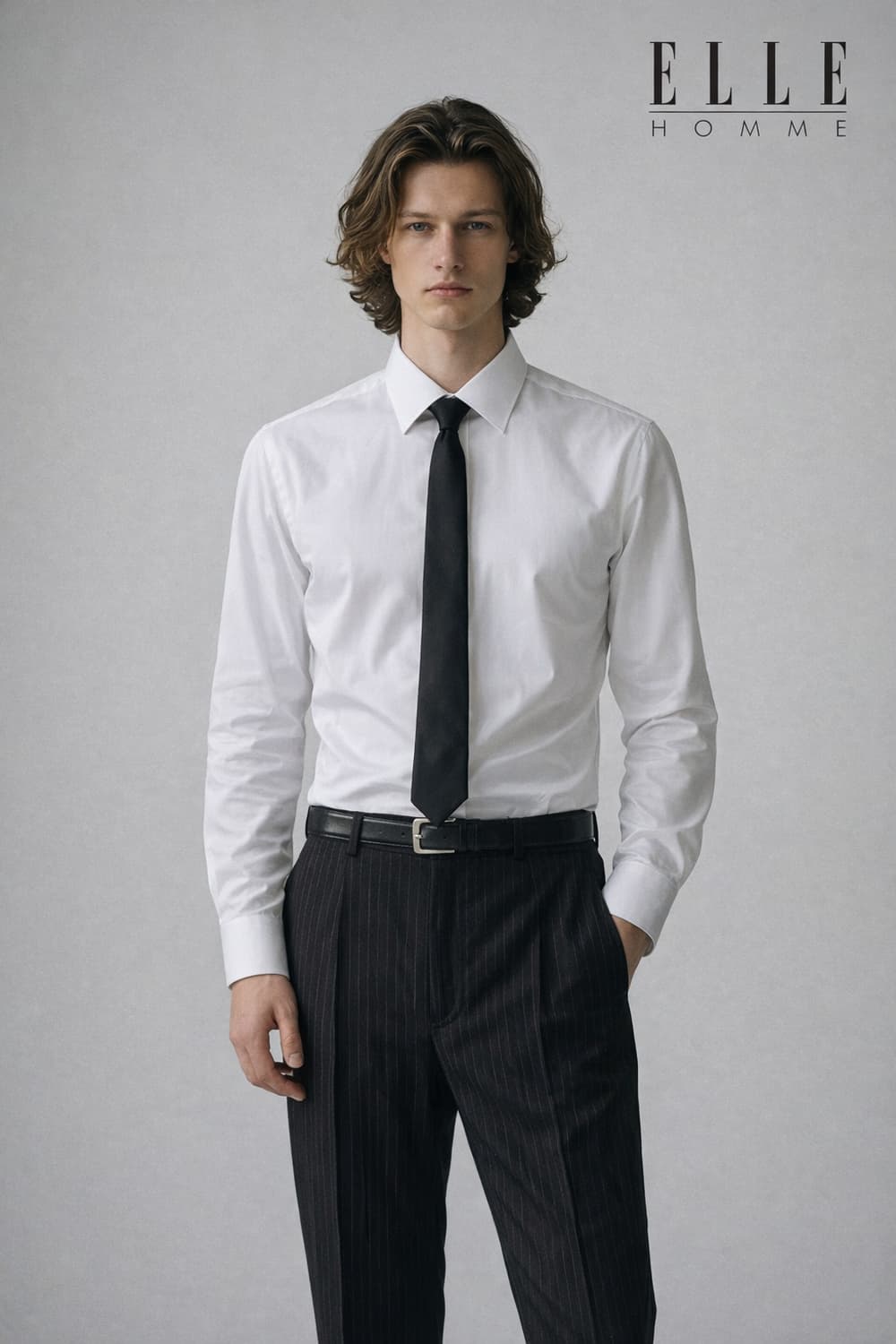 (미개봉새상품)엘르옴므 ELLE HOMME 화이트 스트레치 셔츠 상품이미지1