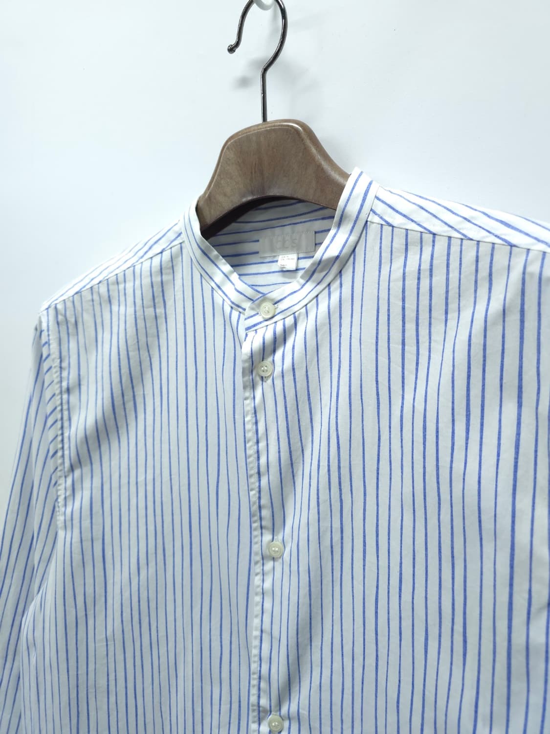 COS(코스) 남성 코튼 밴드칼라 블루 스트라이프 셔츠 상품이미지3