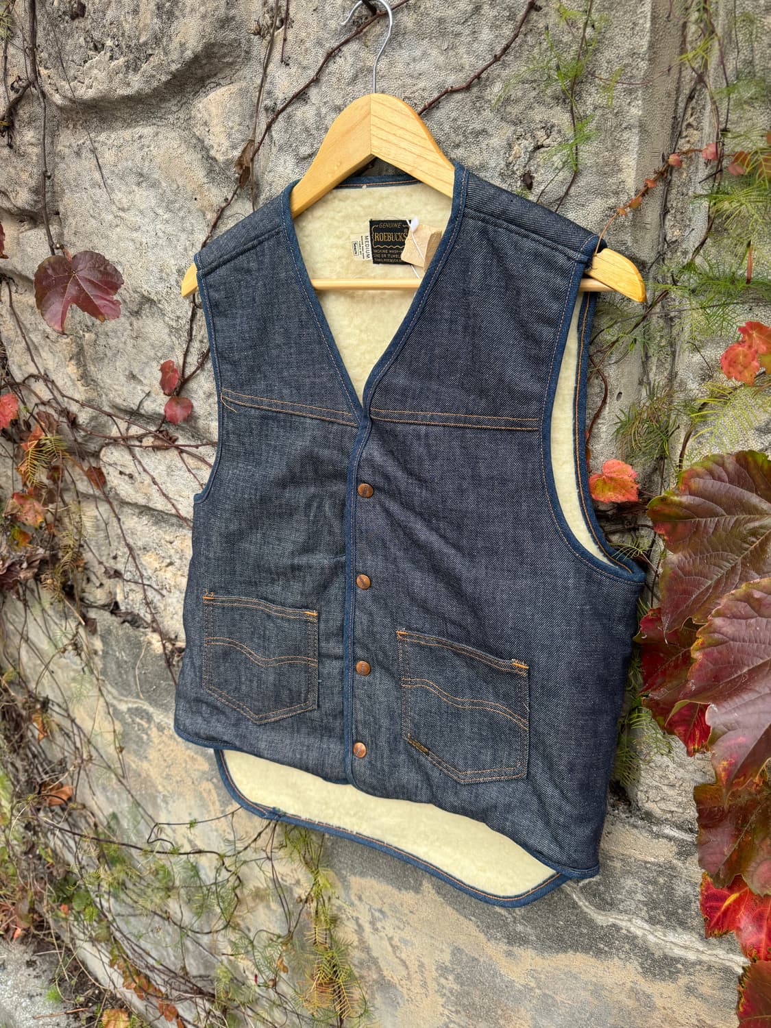 70s sears roebucks 빈티지 데님 쉐르파 워크 베스트 조끼 상품이미지3
