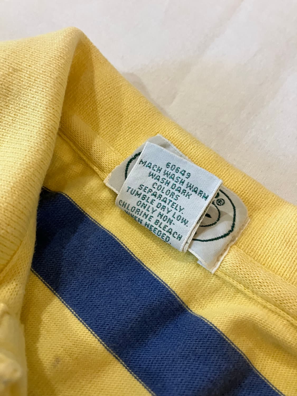 70s IZOD 라코스테 스트라이프 카라티 옐로블루 상품이미지5