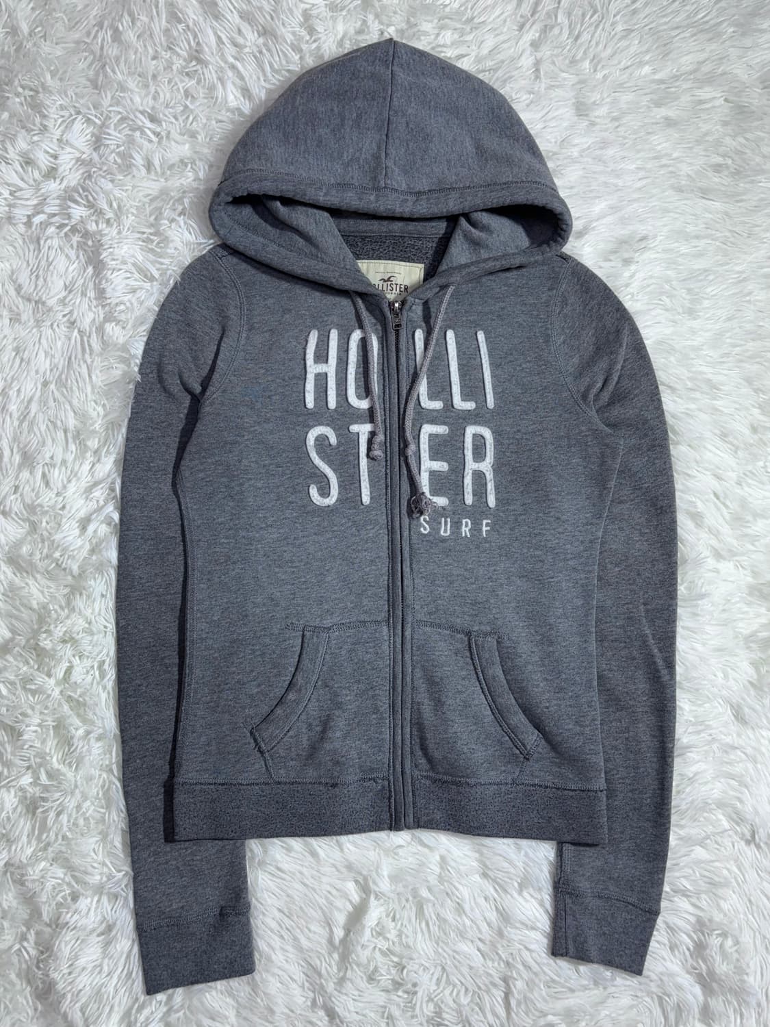 홀리스터 그레이 빅로고 딱붙핏 Y2K 후드집업  상품이미지3