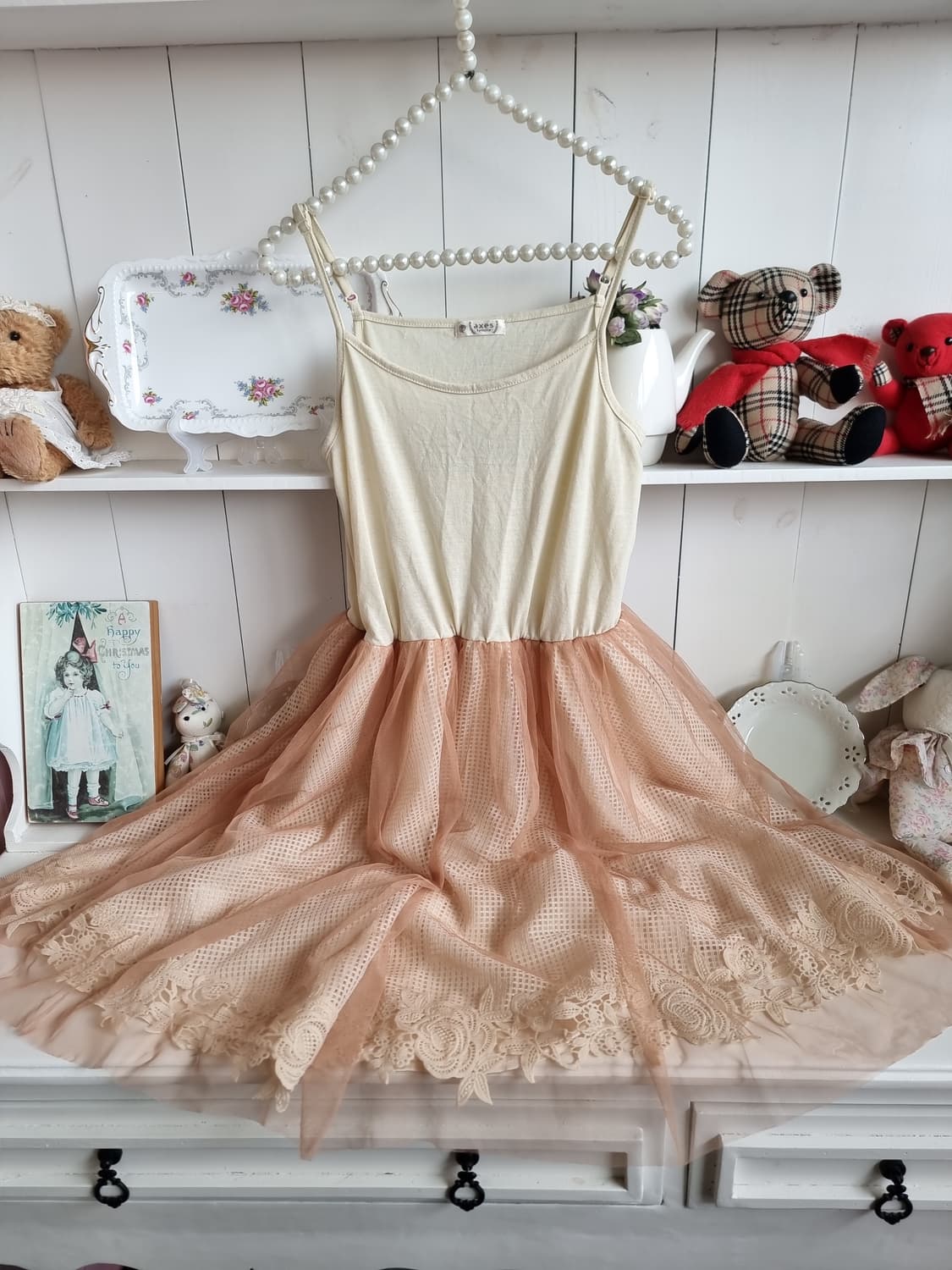 axes femme(악세스팜므) 샤베트 피치 튤 레이스 원피스 상품이미지3