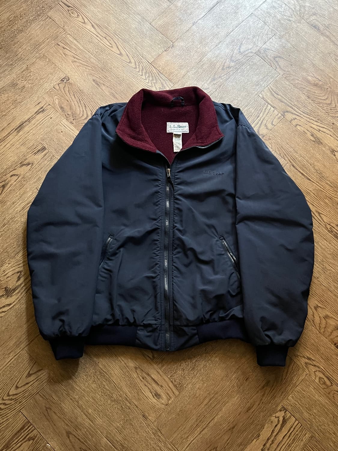 [L]90's 엘엘빈 USA 플리스 라이닝 네이비 웜업 자켓 상품이미지1