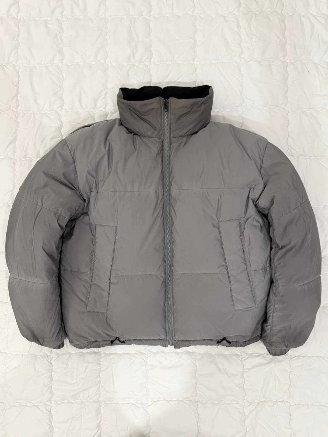 비이커 리버시블 숏패딩 블랙/그레이 상품이미지3