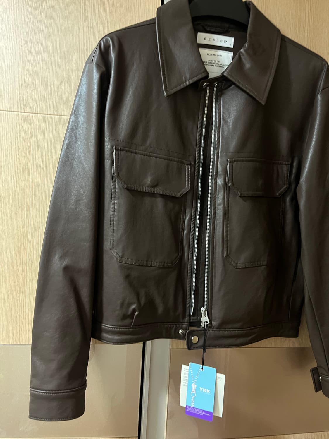 비슬로우 비건 레더 자켓 다크브라운 S 새상품 팝니다 상품이미지6