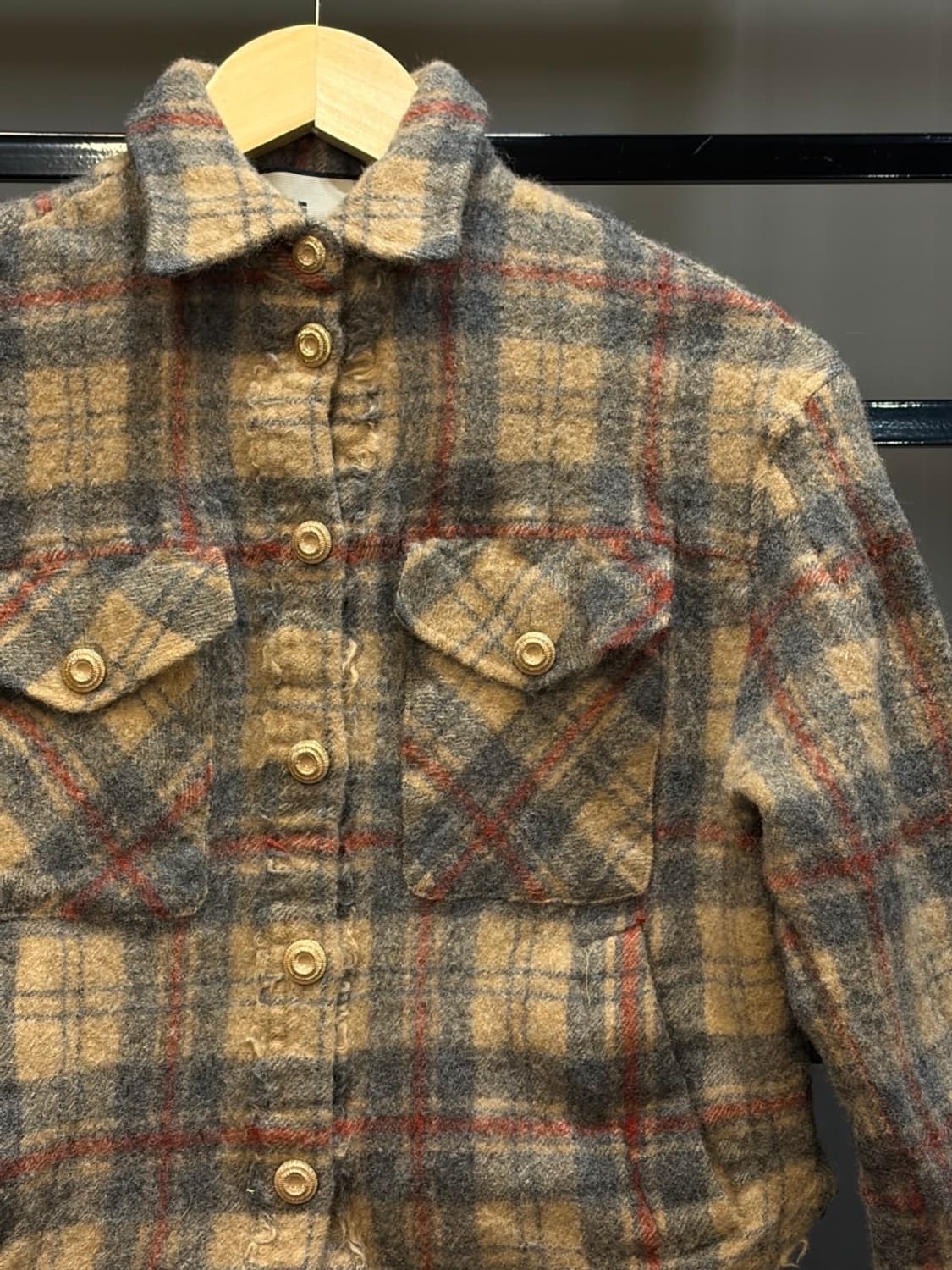 (S) 한섬 더 스토어 플란넬 체크 크롭 자켓 4.5  상품이미지3