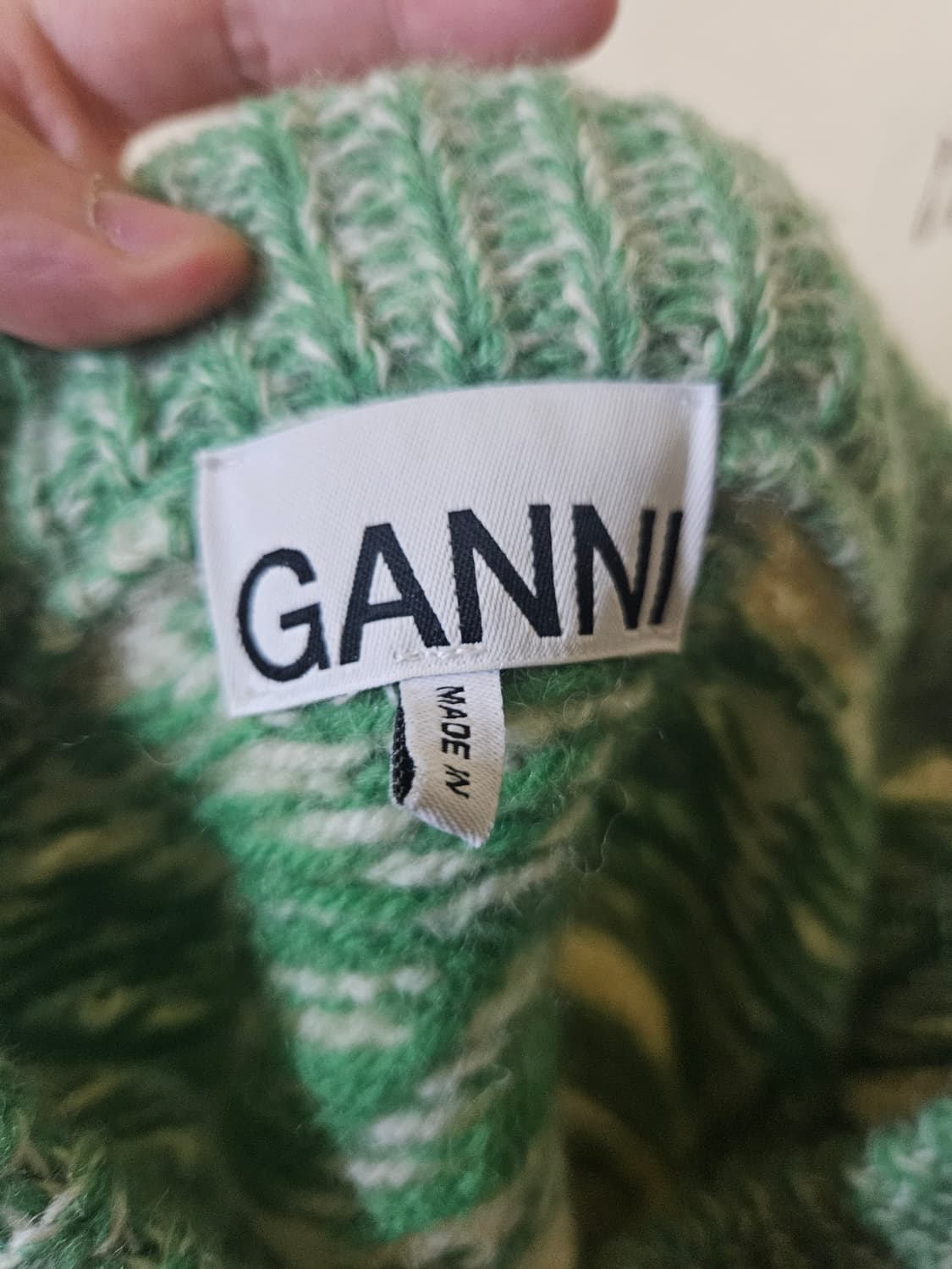 66 ~ 77) 가니 GANNI 오가닉울100% 니트 그린 울 풀오버 에 상품이미지4