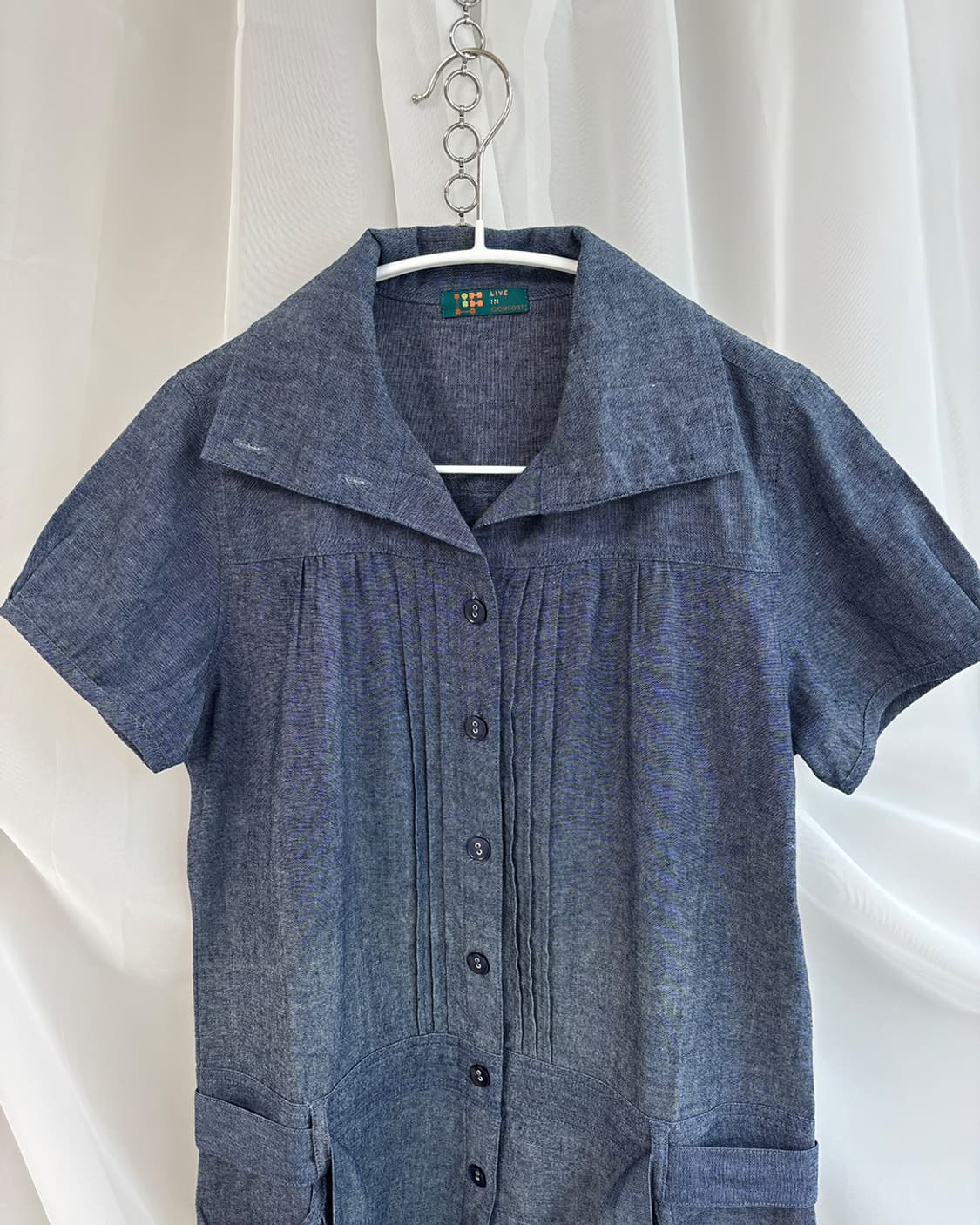 doroah denim tuck button-Up long shirts 상품이미지3