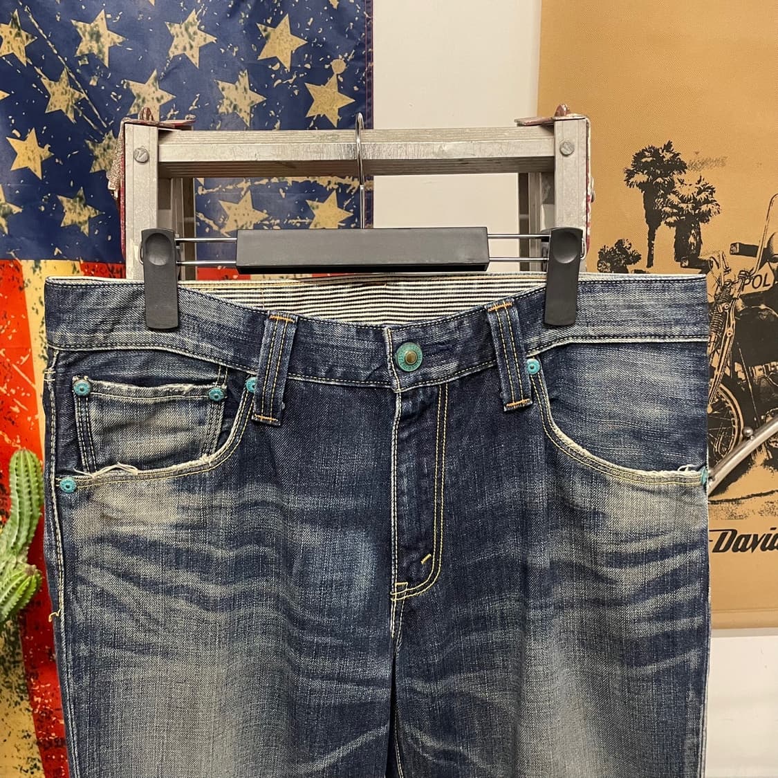00s Levis 502 제팬 라인 지퍼 플라이 워싱 데님 팬츠 상품이미지3