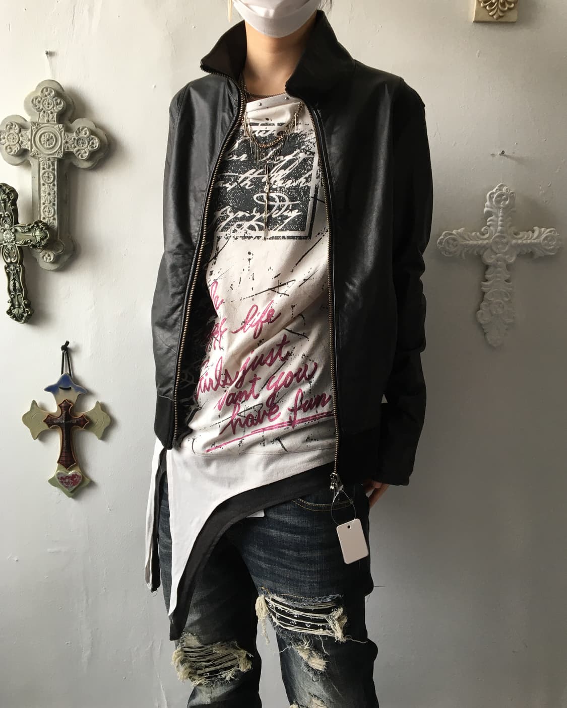 High neck lamb skin leather jacket 상품이미지8