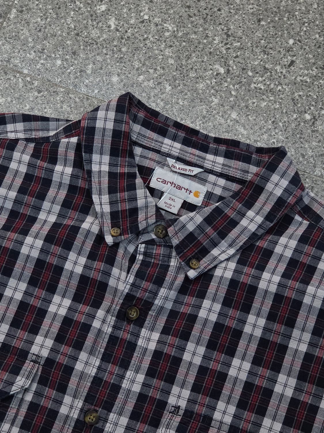 칼하트 네이비 체크반팔셔츠 상품이미지2