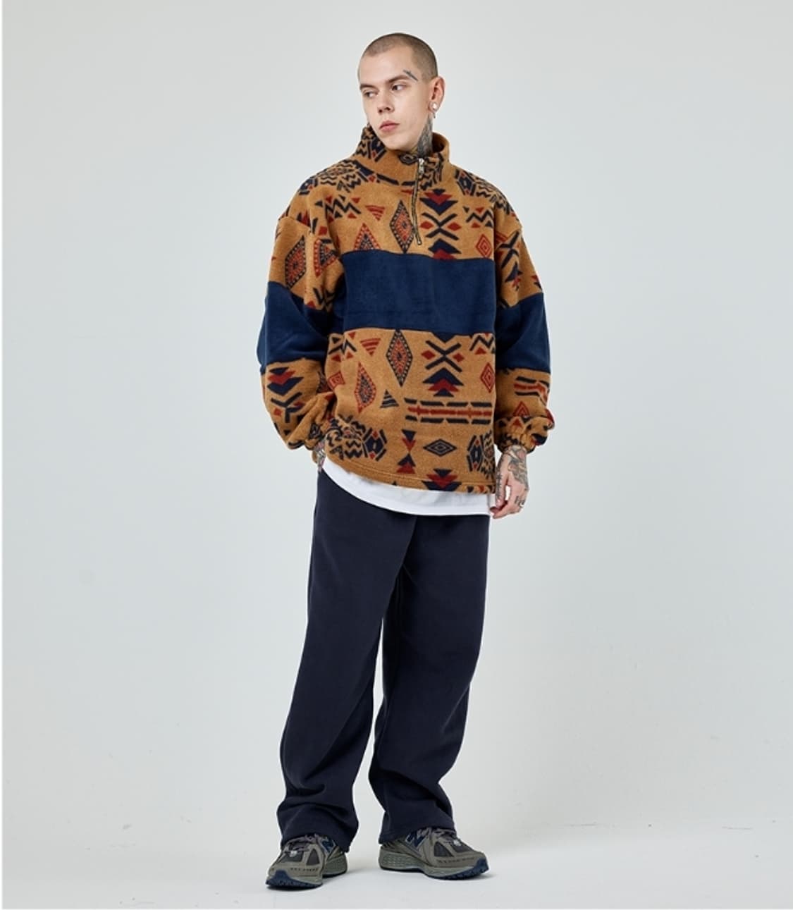 배색 하프 아노락 플리스 상품이미지6