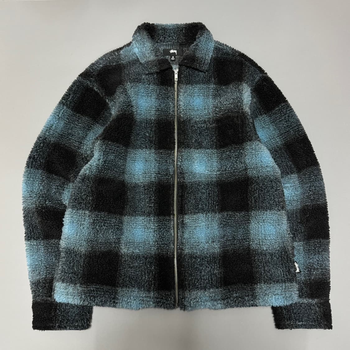 스투시(STUSSY) 블루컬러 쉐도우 플리에드 패턴 집업 쉐르파 자켓 상품이미지8