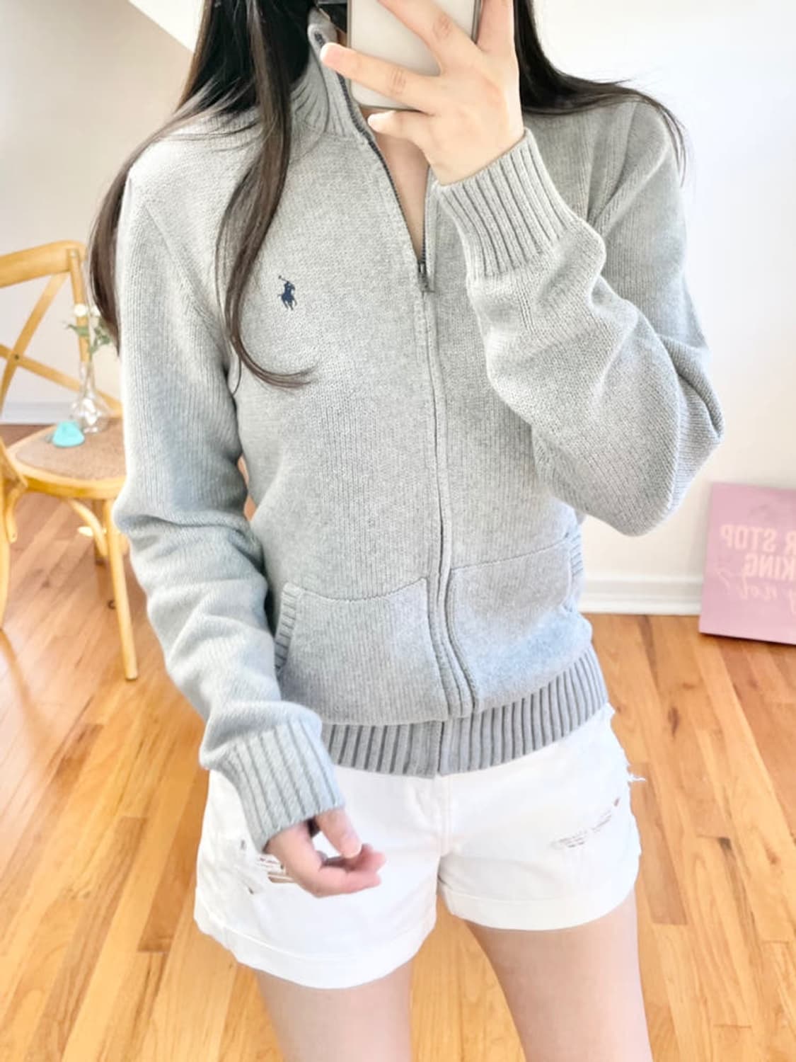 폴로 보이즈 니트집업 그레이 xl 상품이미지3