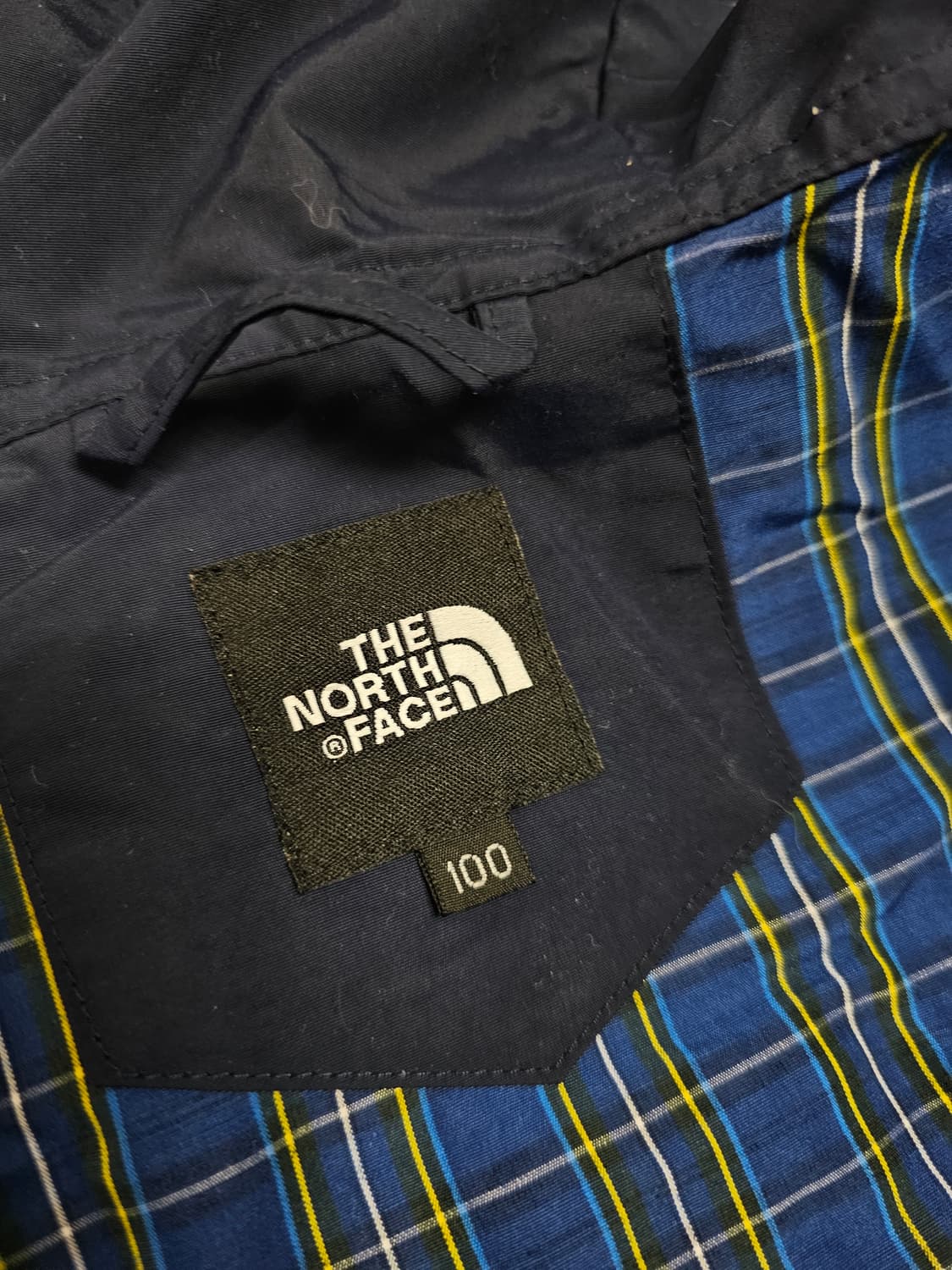 [100(L)] 노스페이스 타탄 체크 & 네이비 배색 후드 바람막이 자켓 상품이미지6