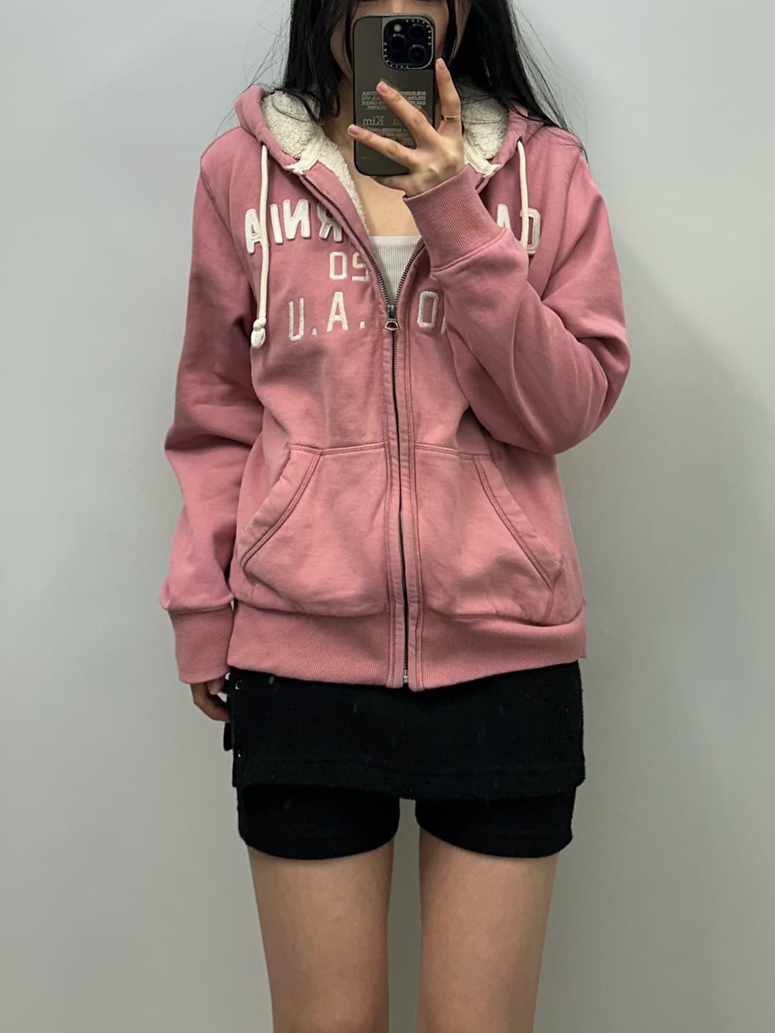 후아유 y2k 와투케 딸기우유 양털 후드집업 상품이미지1