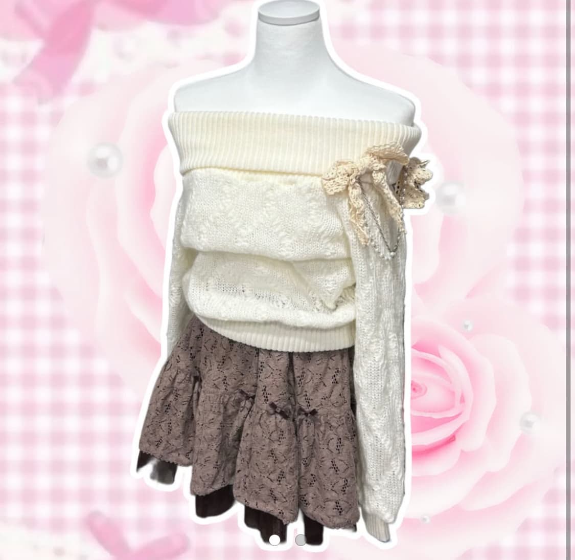 리즈리사 대장 아이보리 진주 오픈숄더 상품이미지1