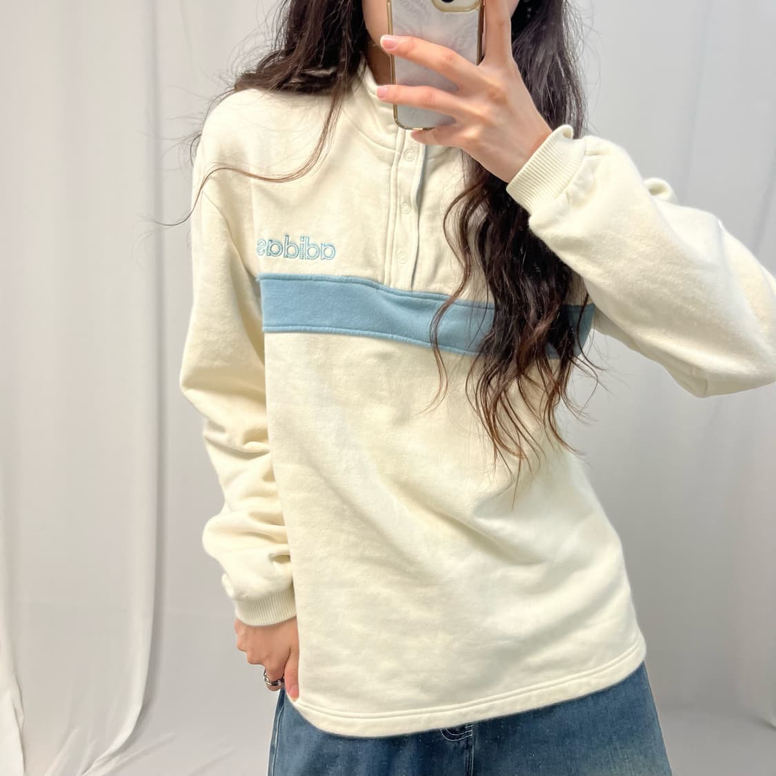 Adidas old school half-button sweatshirt 상품이미지3