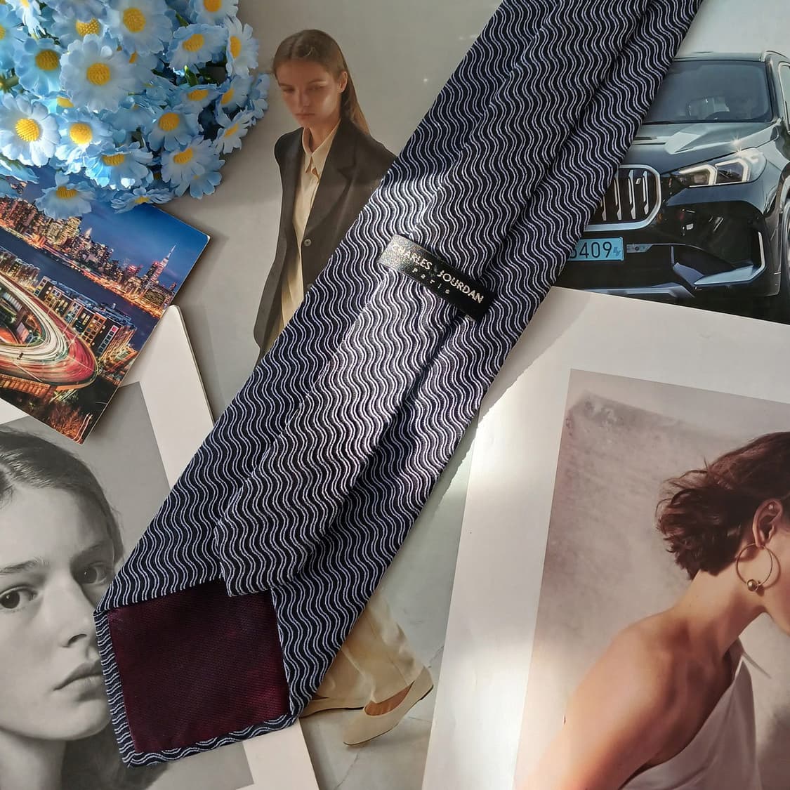 샤를 주르당 실크 웨이브 자카드 넥타이 9.1cm A등급 A19225
 상품이미지3