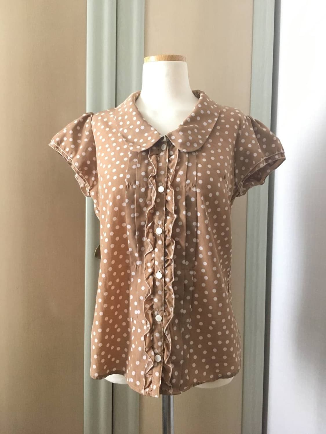 일본빈티지 홍콩블라우스 하구미 모리걸 도트 카메 카모메산장 모리노가토 상품이미지2