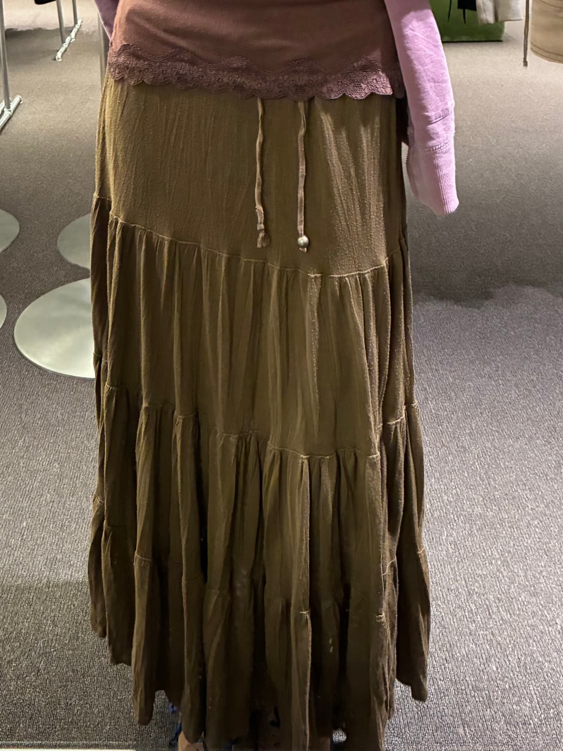 M)Japanese vintage 여성 에스닉 갈색 롱 스커트 상품이미지1