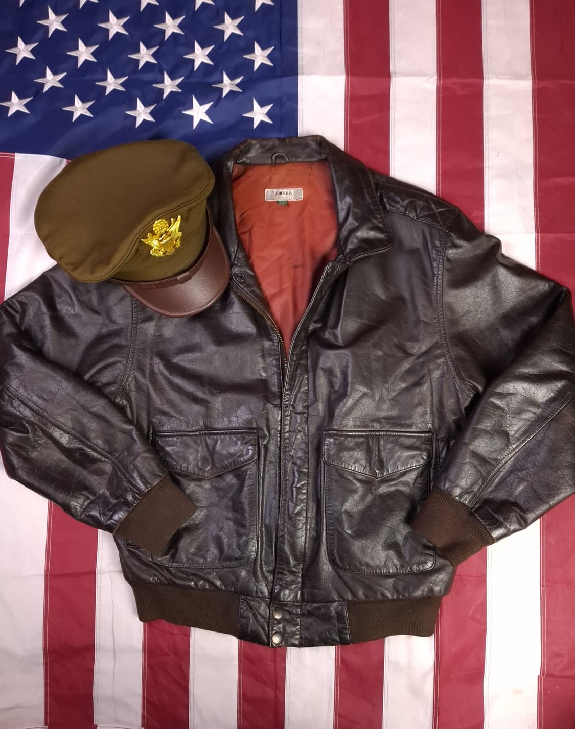 80's 국내산 미공군 A-2 TYPE 리얼레더 항공자켓 상품이미지1